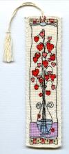 Hearts in Glass Vase Bookmark