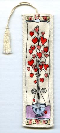 Hearts in Glass Vase Bookmark - Click for larger image